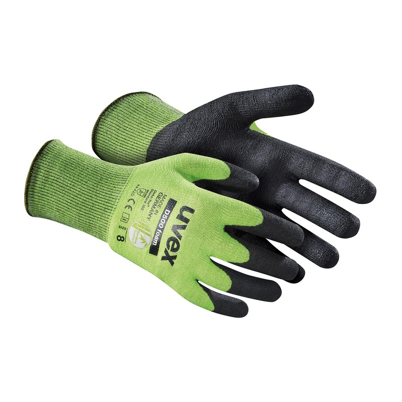 Uvex D500 Foam Cut Protection Gloves with Grip Coating Size