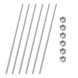 HiPicco M4 x 150mm Fully Threaded Rod & Studs, 304 Stainless Steel Right Hand Threads Rods, M4-0.7 Thread Pitch for Anchor Bolts, Clamps, Hangers and U-Bolts 6pcs 【with Nuts】