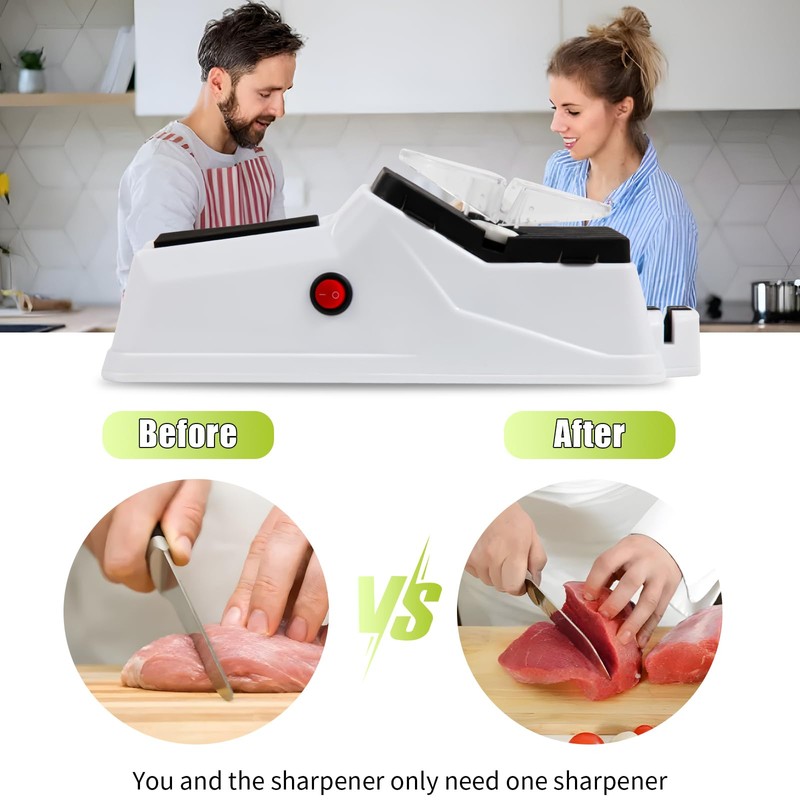 Gusneck Electric Knife Sharpener,(USB) Double Sided Knife Sharpener,Quick Sharpening &