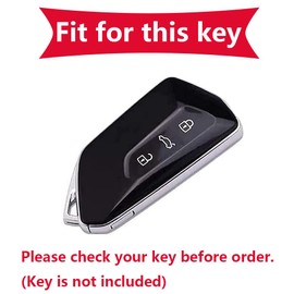 KUNIO Car Key Case Fits VW Golf 8 GTE GTI ID.3 ID.4 GTX Fits Seat Leon MK4 Cupra Formentor Fits Skoda Key Case Metal Key Cover Key Ring A Silver, A silver