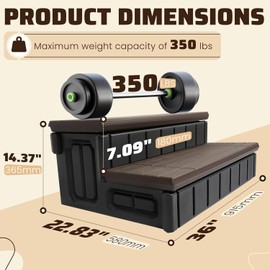 HECASA Hot Tub Steps Outdoor Spa Steps with Storage, Hot Tub Stairs Non-Slip Steps for Outdoor Indoor, 36 Inches Black/Brown, 2 Steps