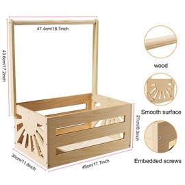 Wooden Baby Shower Crate Closet,Large Baby Hamper with Handle Baby Gift Basket Wooden Baskets for Gifts Baby Clothes Rack for Baby Shower Welcome Gift Basket for Newborn Boys Girls (Wood Color)