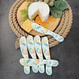 UPware Sea Life Serenade Cheese Spreader Set, Melamine Multipurpose Butter Spreaders for Cream, Cheese, Jelly, Mayo, Frosting, and Sandwich, Multicolor, 6 Inch, Set of 6