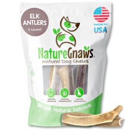 Nature Gnaws USA Elk Antlers for Dogs 5-8" (3 Count) - Mix of Split and Whole Pieces - Long Lasting for Aggressive Chewers - Natural Dog Chew Bones