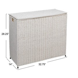 Household Essentials 3 Compartment Laundry Sorter, Wicker Laundry Sorter