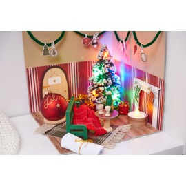 VBS LED Christmas Tree Decoration Miniature Winter Landscape Christmas Changing Light