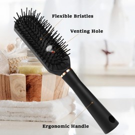 DUAIU Men's Hair Brush, Men's Styling Set, 5 Pieces Hair Brush Men, Curling Comb, Ventilated Hair Brushes, Comb Coarse, Hairdressing Comb, Texture Comb for Blow-Drying, Cutting, Smoothing, Detangling, Styling
