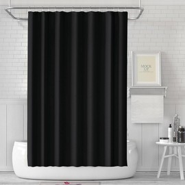YAYUSI Cortina De Baño Tela,Cortinas de Regadera Antimoho Impermeable y Antibacteriano,180 * 180cm Cortina De Ducha con 12 Ganchos, Ojales De Metal,Duradero,Adecuado para El Hogar, Hotel,Negro