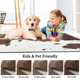 Foxmas Area Rugs for Living Room, 5x7 Machine Washable Cow Print Rug, Non-Slip Low Pile Indoor Floor Rug, Carpet for Bedroom Dining Room Laundry Room Kitchen Home Office