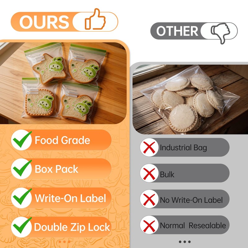 Uncrustable Sandwich Container Bags,60PCS