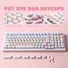 YUNZII Cute Pink Kitten Custom Keycaps, 141 Keys Dye Sub