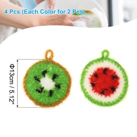 PATIKIL Dish Scrubber, 4 Pcs Non Scratch Cleaning Sponge Hand Crochet Double Layered Durable Dish Cloth Kitchen Sponge for Washing Dishes for Cookware Tubs Sinks, Watermelon & Fruit