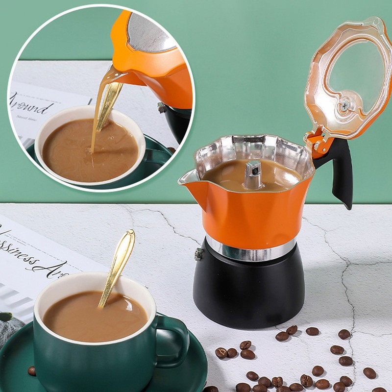 Coffee Maker 150ML Classic Italian Style Double Color Aluminum Moka