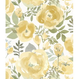 Orainege Floral Wallpaper Peel and Stick Wallpaper 16.9inx118.1in Self Adhesive Wallpaper Boho Contact Paper Removable Decorative Wall Paper for Bedroom Bathroom Shelf Liner Decor Vinyl,Yellow