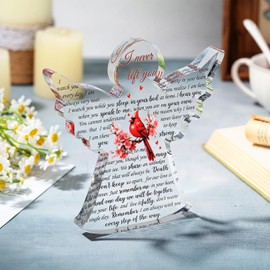 Jetec Bereavement Gift Angel Red Cardinal Acrylic Memorial Gift Sympathy Table Decor Remember Me Grieving Gift Sympathy Gift for Loss of Loved One Remembrance Decor (Vivid Cardinal)