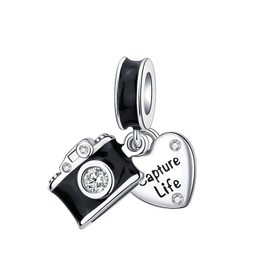 ARVALILS Camera Capture Life Charm 925 Sterling Silver Charms for Bracelets and Necklaces Pendant Jewelry Valentine's Christmas Day Mother's Day Women's Bead Charms for Women