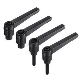 sourcing map 4pcs Clamping Lever Adjustable Handle Set Metric M5 x 20mm Male & M5 Female Thread Level Handles Hand Stud Knobs Quick Release Black for Lathe Machinery