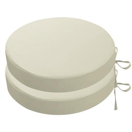 SK Studio Round Outdoor Chair Cushions for Patio Furniture, Set of 2 Waterproof Patio Chair Cushion with Adjustable Ties for Garden Sofa Couch, White, 16"x16"x2"