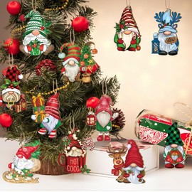 Fvviia 24pcs Christmas Gnome Wooden Hanging Ornaments,Gnome Wood Ornaments for Christmas Tree,Gnome Tree Decor Christmas Decoration