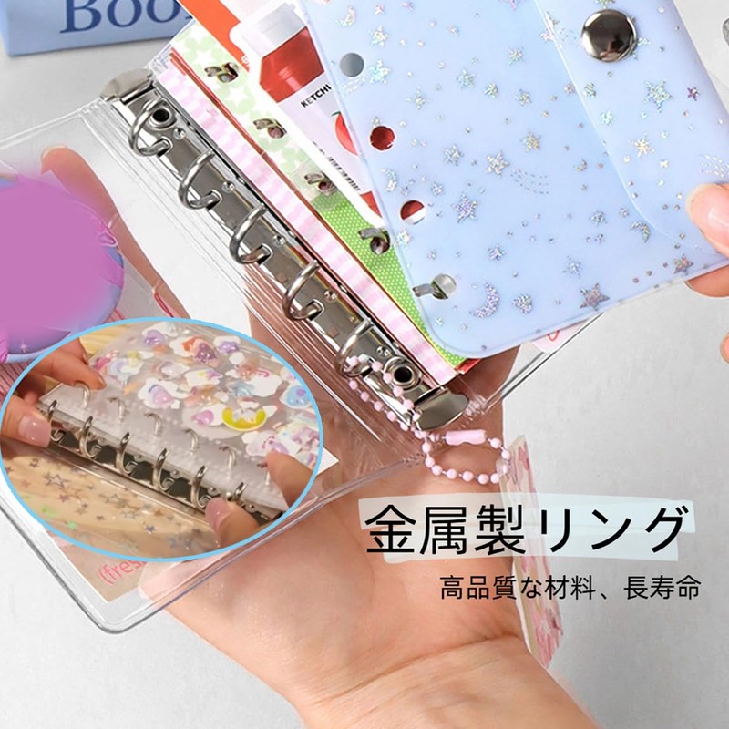 Yurika Sticker Notebook, Girls, Transparent Binder, M5 Mini Sticker Pad