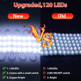 12V 120 LEDs Van Interior Light Kits, Module Ceiling Lamp for Car Truck Auto Vehicle Caravan Trailers Boat Bus RV Room Cargo White Lighting (40 Modules)