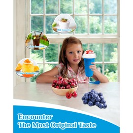 Bollove Slushy Maker Cup, DIY Magic Slushy Maker Squeeze Cup, Portable Smoothie Squeeze Cup for Juices, Milk and Ice Cream Make, Double Layers Silica Cup with Lid & Straw (Blue), 7.87*4.33in