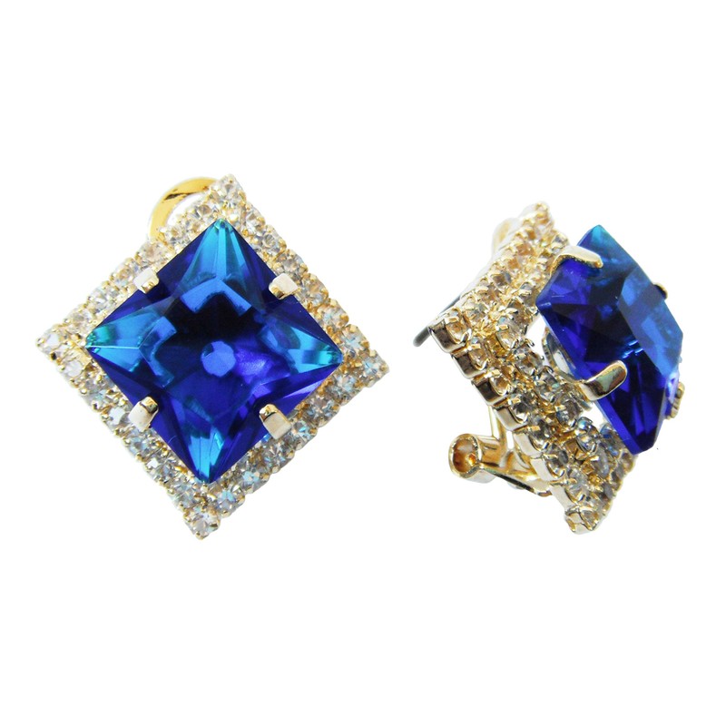 Navachi 18k Gold Plated Multicolor Square Zircon White Crystal Omega