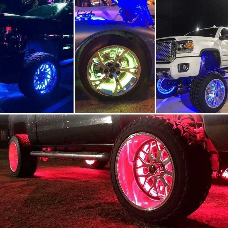 Gearzaar Set 4x 15.5'' RGB Wheel Ring Light LED Kit