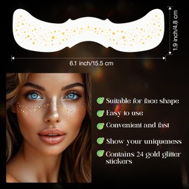 FeidyLong Glitter Freckles, 24 PCS Gold Face Glitter Makeup Accessories, Face Glitter Tattoos Makeup Patches for Women, Fake Freckles for Festival Rave