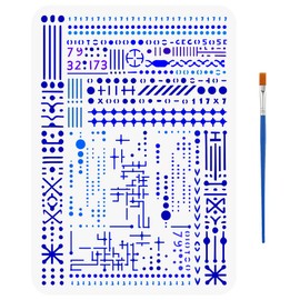 FINGERINSPIRE Morse Code Stencil for Painting 8.3x11.7inch Numbers Dots Lines Template with Paint Brush Symbols Geometric Pattern Stencil Daily Theme Template for Wall Furniture Floor Decoration