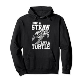 Skip A Straw Save A Turtle Sea Turtle Scuba Diving Flowers Pullover Hoodie