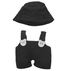 17cm Doll Clothes Set (No Doll) - Adjustable Kawaii Fashion Outfit | Premium Cotton Hat & Overalls for 17cm Accessories | Play, Display & Holiday Style (Black)