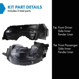 TRQ TRQ Front Inner Fender Liner Set Compatible with 2004-2005 Ford F-250 Super Duty F-350 Super Duty FO1247108 FO1250137