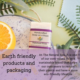 Soap on a Rope - Patchouli Rose - Plastic Free - Vegan - Palm Free Handmade in Devon uk - The Natural Spa Natural soap bar for Men and Women