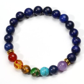 Eigso 8 Pcs 7 Chakra Bracelets Set for Women Men Reiki Healing Meditation Lava Rock Bracelet