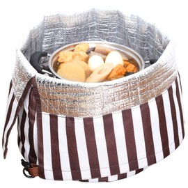 Astro 625-02 Thermal Cooking Cover, White x Brown, Striped Pattern, Just Put Each Pot in the Case When You Boil, Save Electricity Gas Cost, Insulated Bag, Hot Pot Cooking, Stewed Dishes, Thermal Container, Energy Saving Outdoors