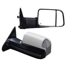 SUPDM Pair Towing Mirrors fit for 2009-2018 Ram 1500 2500 3500 Pickup with Turn Signal Light, Puddle Lights Power Heated Set Left+Right (Chrome)
