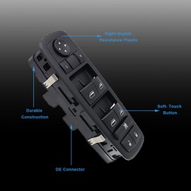 SecosAutoparts Driver Side Master Power Window Switch 8 PINS + 13 PINS Check Required Fit for Chrysler 200 2015-2016 Fit for Dodge Dart 2013-2016 Fit for Jeep Cherokee 2014-2018 68271203AB 68271203AA