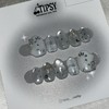 Silver Garo Kitty Handmade Nail Tips - Long Almond /