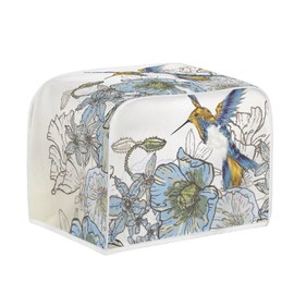 Horeset Hummingbird Floral Print Novelty Kitchen Toaster Cover Heat Resistant Microware Oven Dust Cover Fit for Long Slot Toaster