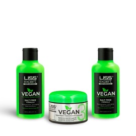 Liss Expert VEGAN Hair Smoothing Treatment SET 8.45 fl. oz., Reconstruction, Shine, Frizz Control ( ONE shoulder length application) with shampoo and conditioner post care (Basic Kit, 3, Count)