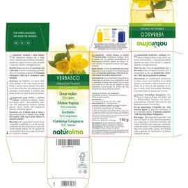 Small Flowered Mullein (Verbascum Thapsus) Flowers and Leaves Naturalma | 150 g | 300 Tablets of 500 mg | Dietary Supplement | Natural and Vegan