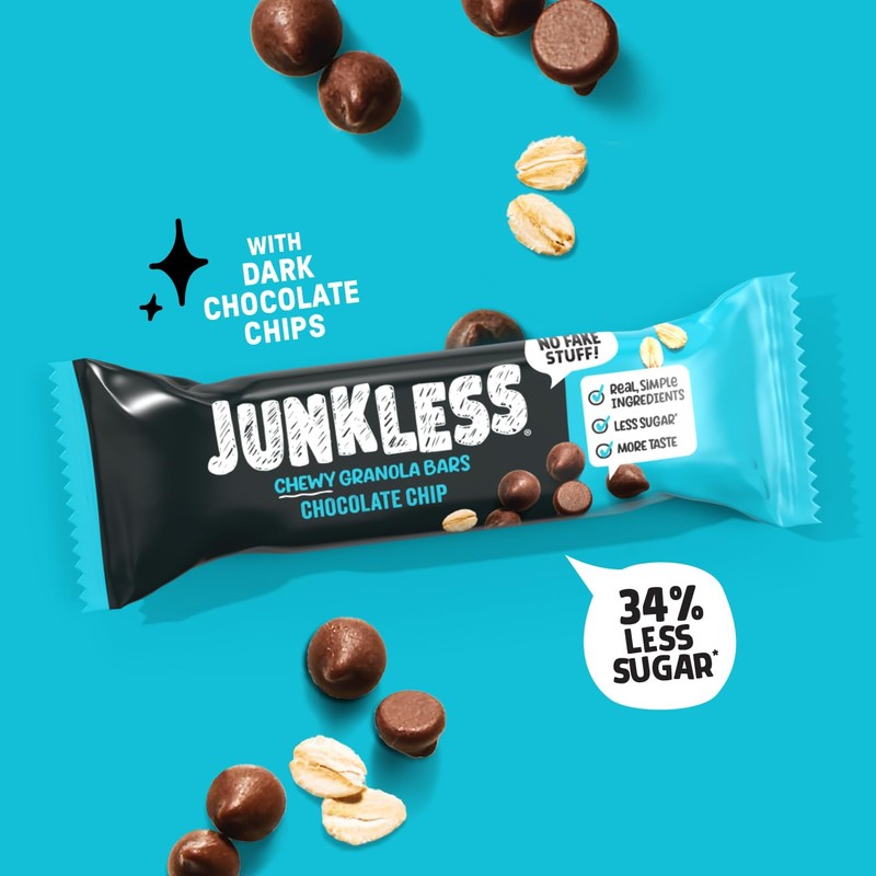 JUNKLESS Chewy Granola Bars Twin Pack - Chocolate Chip &