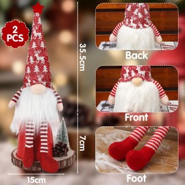 ZQEJEFD Christmas Decoration Gnome 50 cm High, Pack of 2 Christmas Gnome Figures Small LED, Swedish Santa, Christmas Decoration American, Gnome Gifts for Children, Family, Christmas Friends
