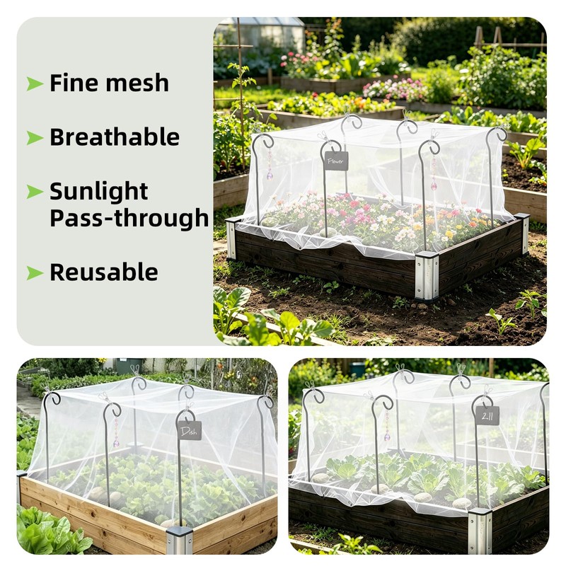 Reaeng Garden Netting Kit for Raised Beds, 10 x 13