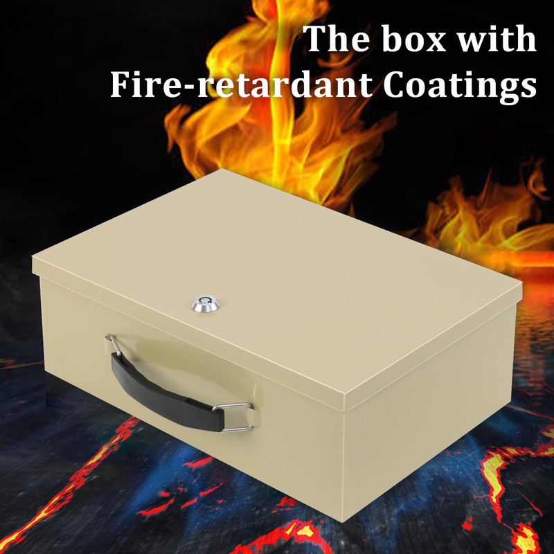 Dalmbox Portable Fire Safe Box with Key Lock, 13.2”x 11”x