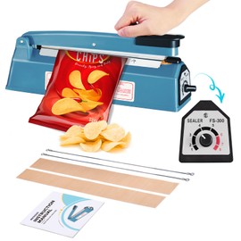 METRONIC 12 Inch Impulse Heat Sealer, Manual Bags Sealer Heat Sealing Machine Impulse, Sealer Machine for Plastic Bags PE PP Bags with Extra Replace Element Grip