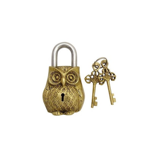 Brass Blessing Antique Style OWL Type Padlock - Lock with Key - Brass – from (5050)
