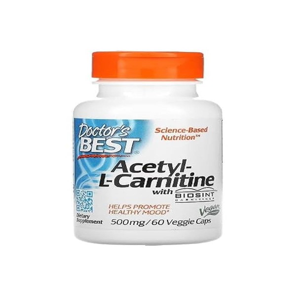 Doctor's Best Acetyl L-Carnitine con Carnitine Biosint, 500 mg, 60 vcaps, Acetilene L-Carnitina di alta qualità per energia e funzione cognitiva