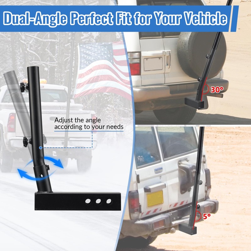 Truck Flag Pole with Hitch Holder – 5FT Heavy Duty